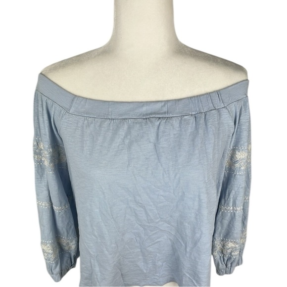 American Eagle Off The Shoulder Light Blue Top Size XS - Picture 2 of 6
